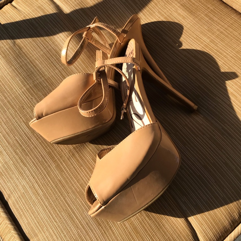 nude strappy heels